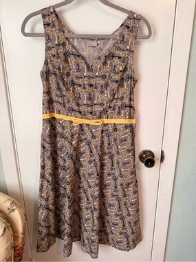 eShakti Yellow Key Print Dress